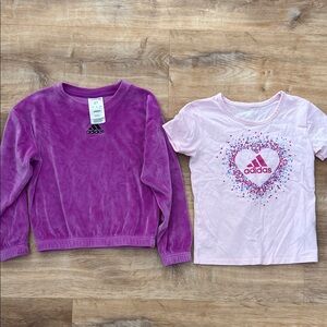 Adidas Kids Purple Sweatshirt and Pink T-Shirt Set